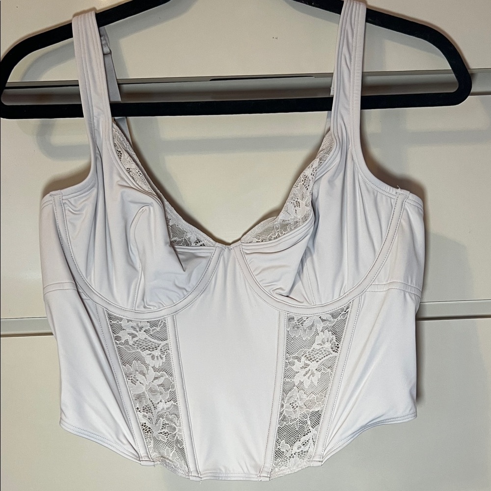 Gilly Hicks Cream Lace Corset Top